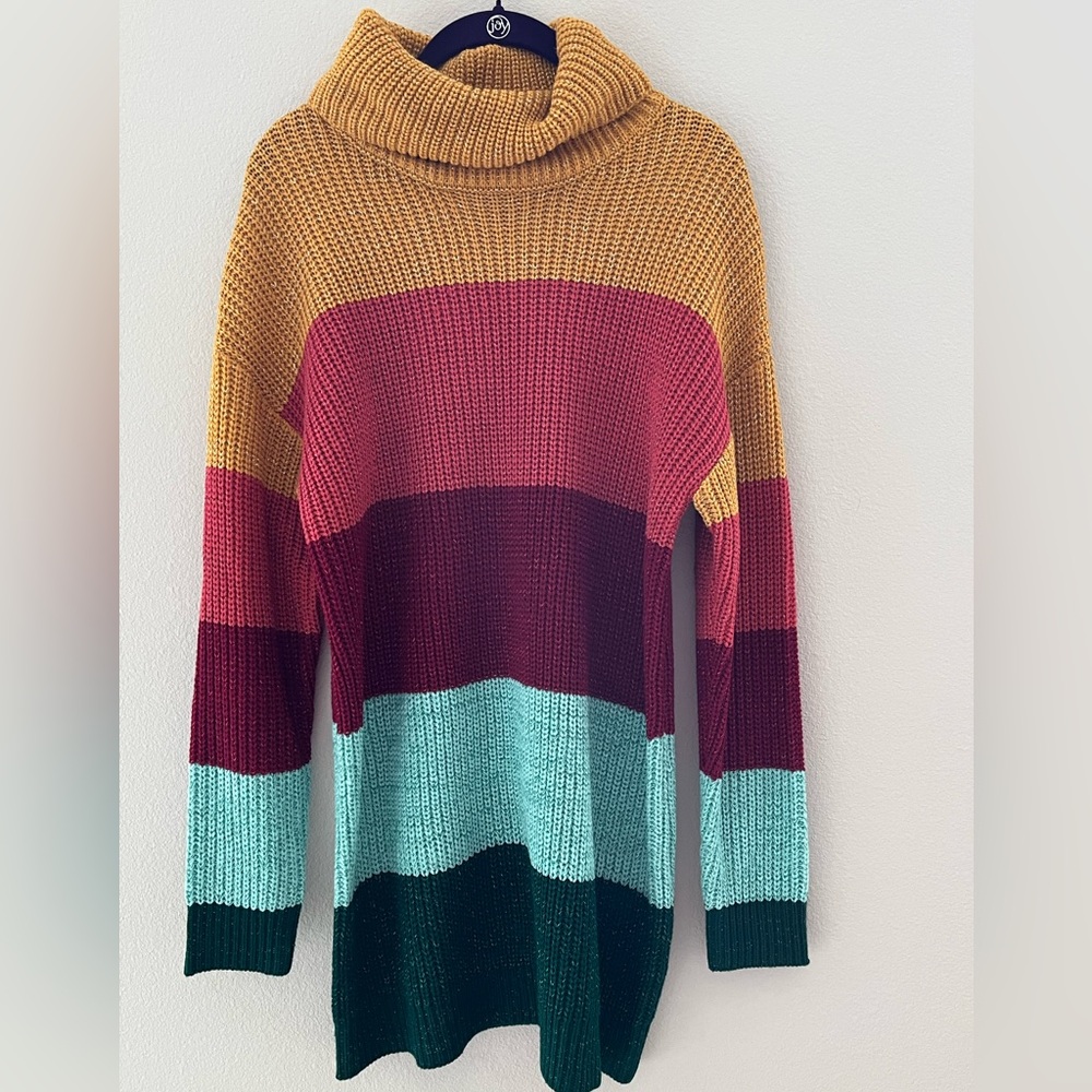 It’s Our Time  -  Color Block Sweater Dress - BUTTERSCOTCH